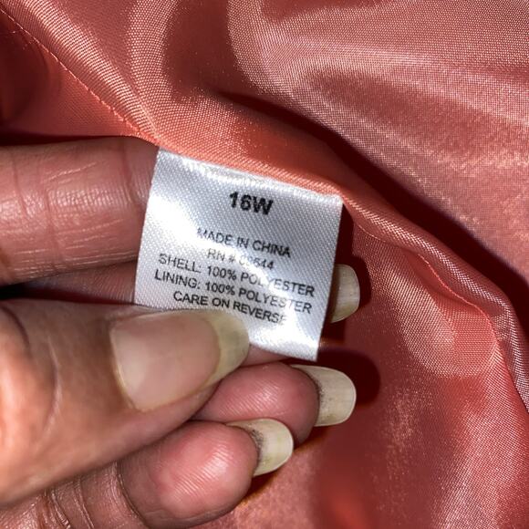 Emily 2PC Coral Polyester Skirt Suit Ruffles 16W - Picture 7 of 12